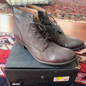 Frye Dark Brown Lace-Up Boots